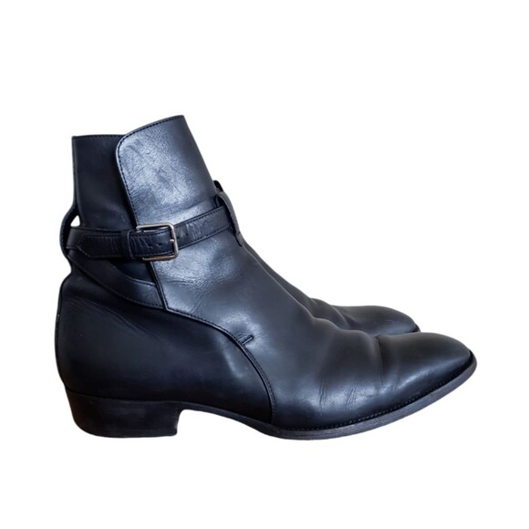 Saint Laurent Women's Buckled Pointed Toe Block Heels Boots Black Size 1… - Picture 2 of 10
